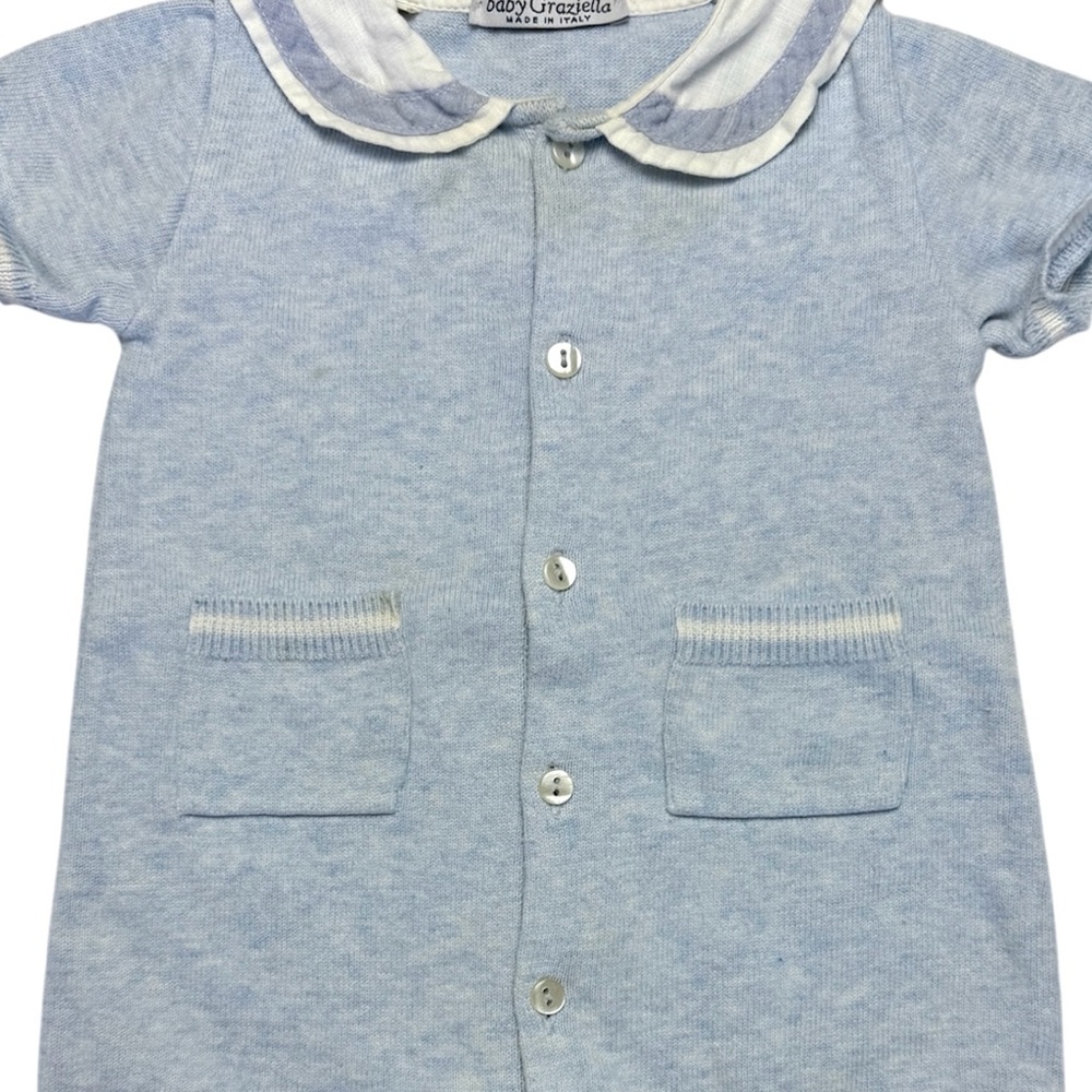 Baby Graziella Italian Brand Knit Romper Blue 6 Mons - Picture 5 of 6
